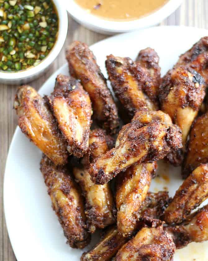 Baked Thai Chicken Wings with two dipping sauces