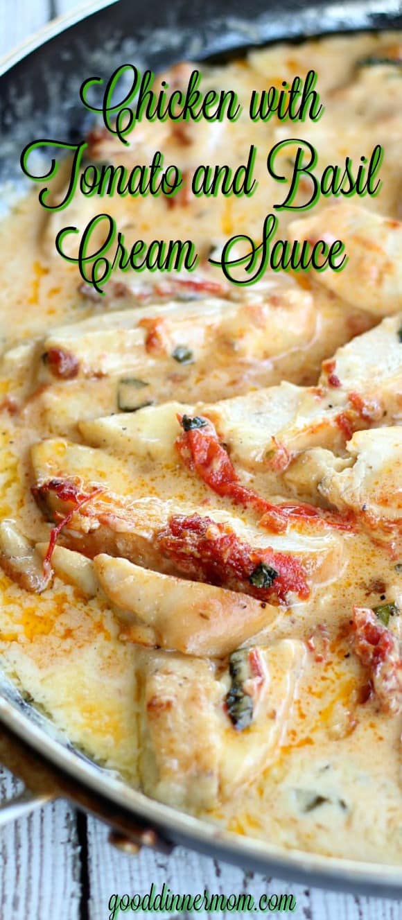  Chicken with Tomato and Basil Cream Sauce Pinterest pin