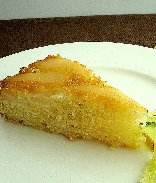 Ginger Pear Cake slice on plate