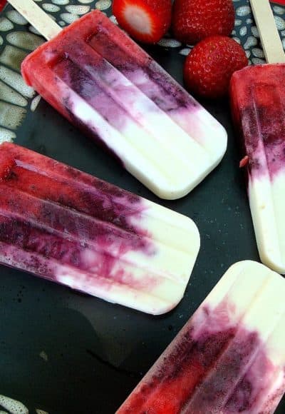 Healthy Red White and Blueberry Popsicles