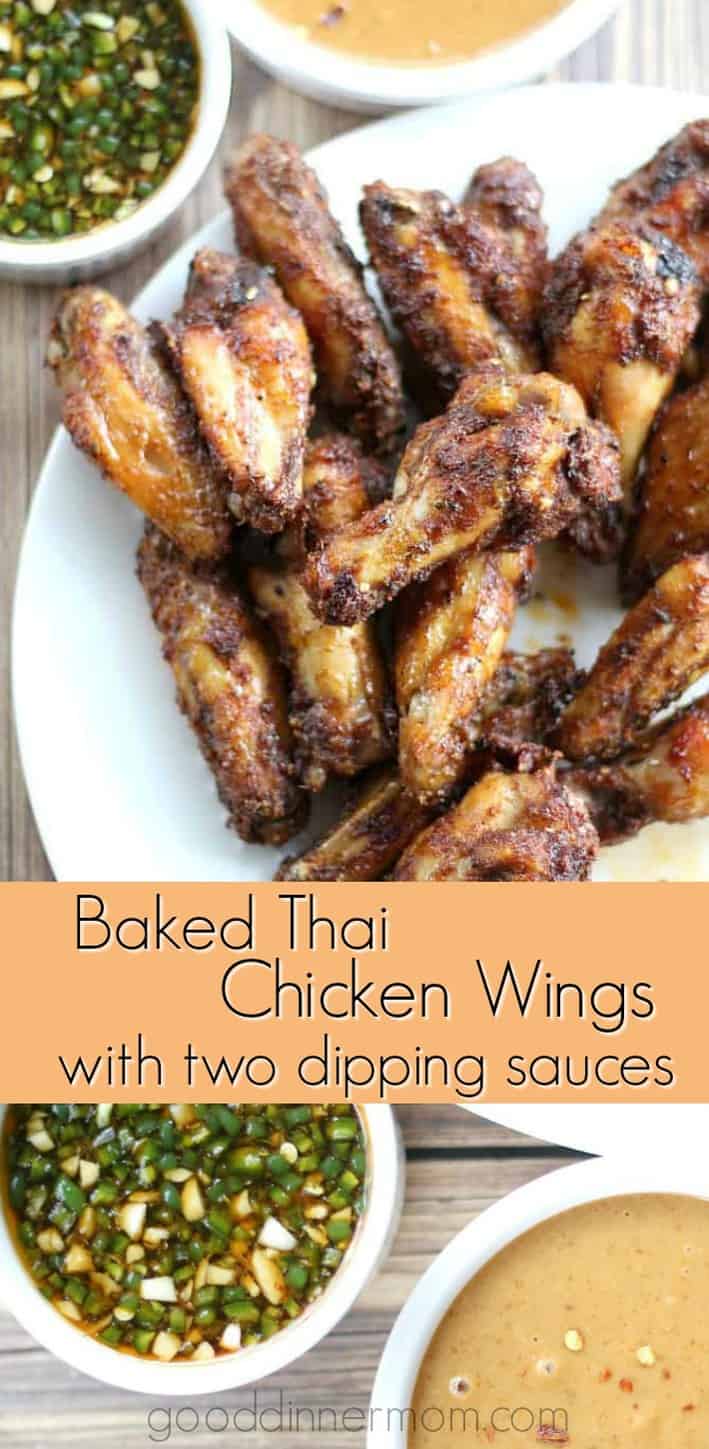 Pinterest pin of Baked Thai Chicken Wings 