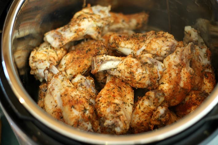 chicken wings after cooking in a pressure cooker