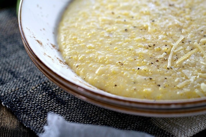  polenta with black pepper in a bowl