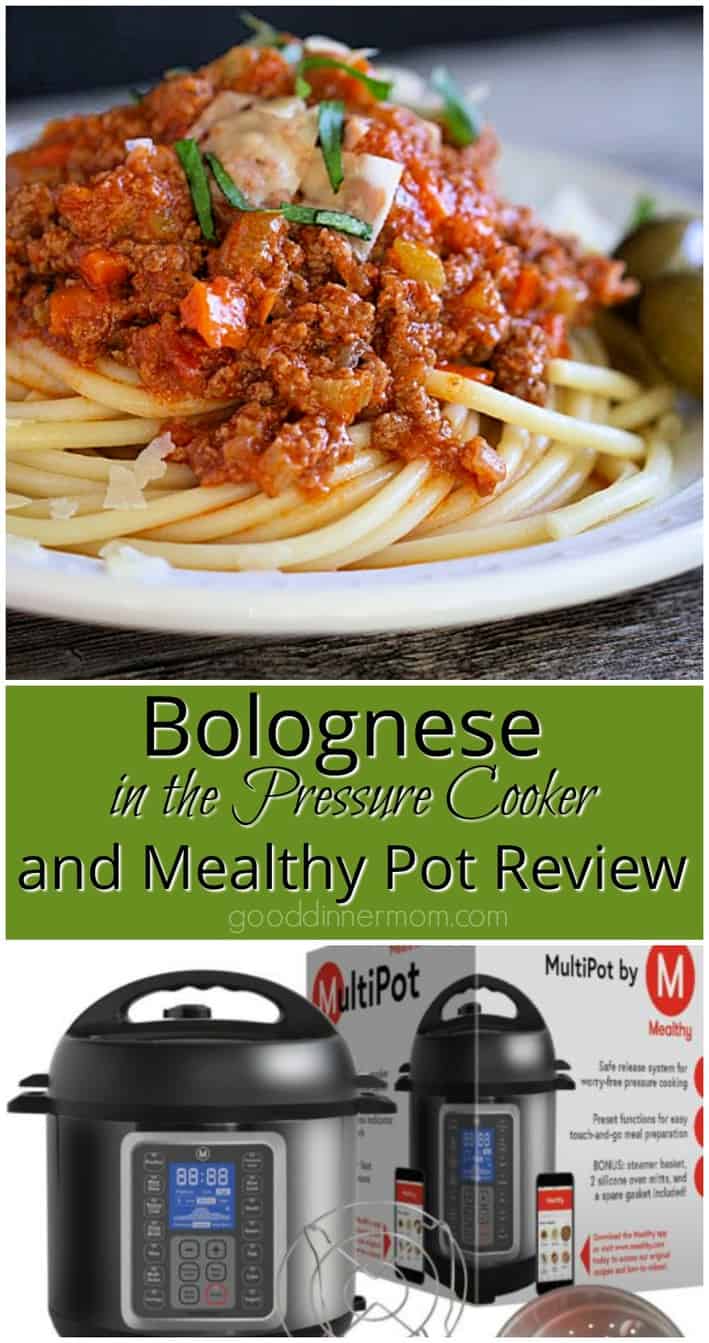 Bolognese in the pressure cooker is ready in a flash, hearty and flavorful. Check out the recipe and this review of the Mealthy Pot Multi-cooker #bolognese #spaghetti #pressurecooker #mealthy #dinnerrecipes #onepotmeals