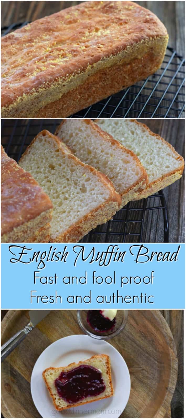 English Muffin Bread is ready in no time, tastes just like a fresh English muffin. Perfect for toasting, Benedicts, or sandwiches. #muffins #Englishmuffin #toast #eggsbenedict #sandwiches #breakfast #lunch #30minutesorless