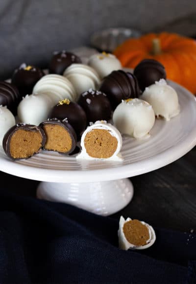 Pumpkin Truffles are easy but fancy. Will satisfy any chocolate and pumpkin pie craving. #pumpkinpie #truffles