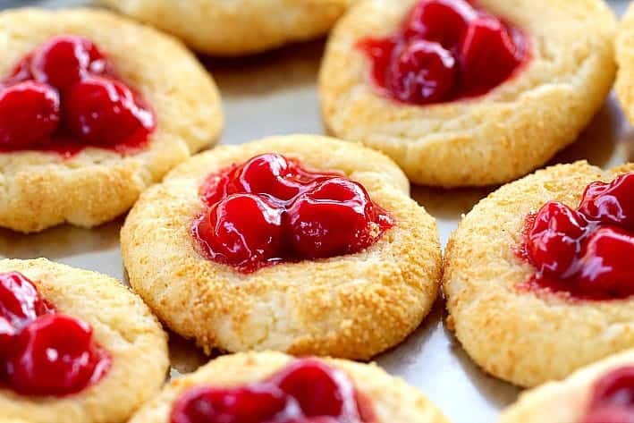 Cherry cheesecake cookies up close