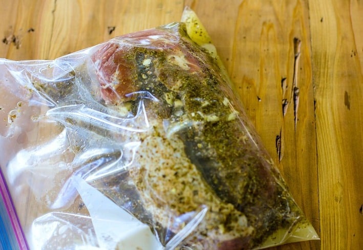 pork tenderloin in ziploc bag