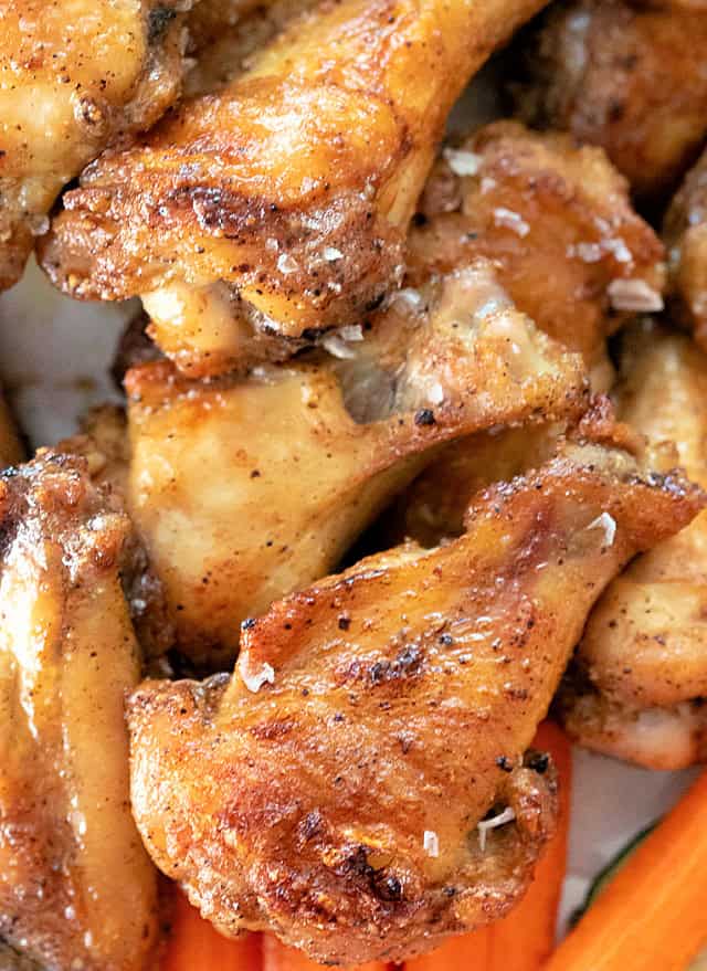 Closeup of salt and vinegar chicken wings.