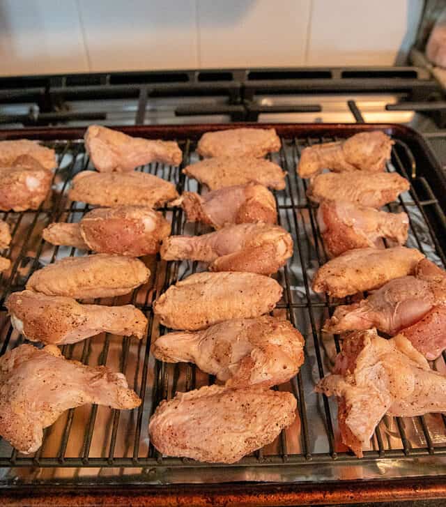 WIngs on a baking rack.