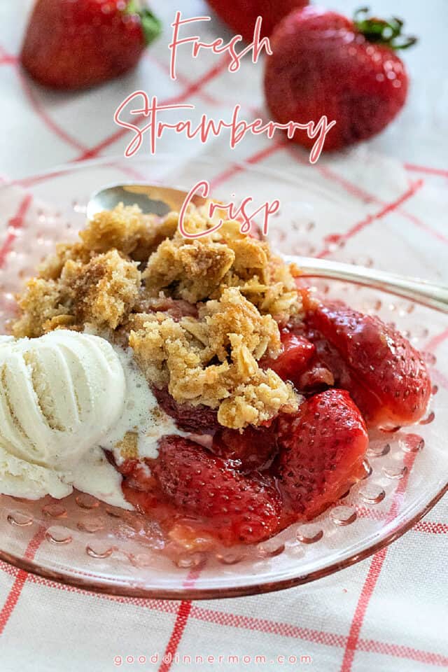 Strawberry Crisp with Oat Topping and Ice cream