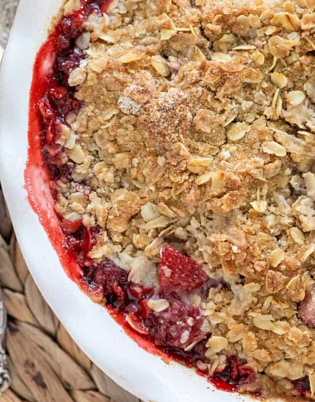 strawberry crisp fresh from oven bubbly filling