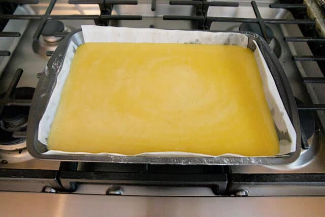 Lemon bars about to go into oven.