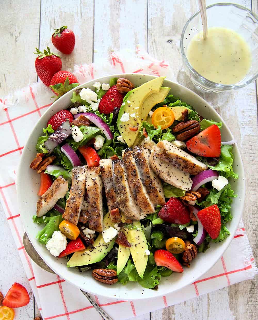 Strawberry Chicken Salad with Poppy seed dressing.