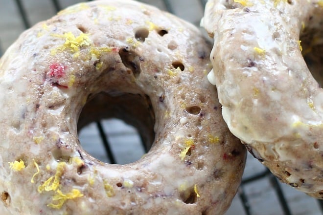 Close up of doughnuts with lemon zest