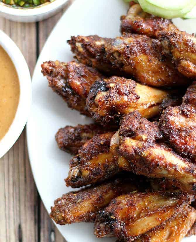 Up close of Baked Thai Chicken Wings