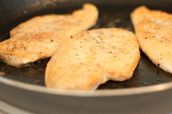 Chicken cooked in pan