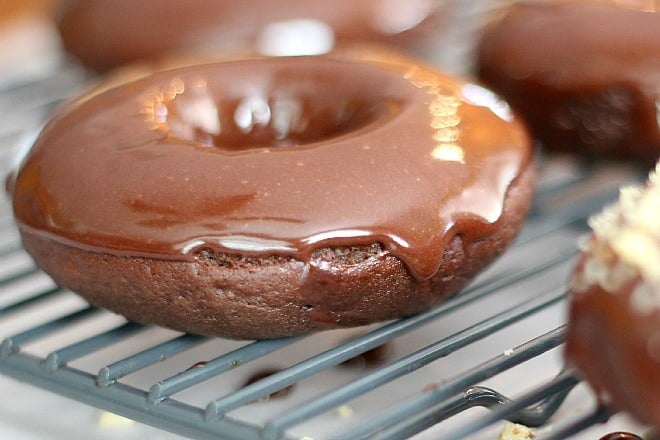 Chocolate Cake Doughnut up close