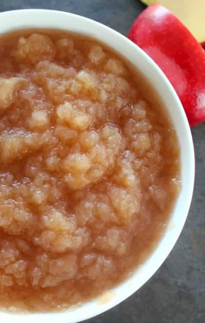 Healthy Applesauce in a white bowl