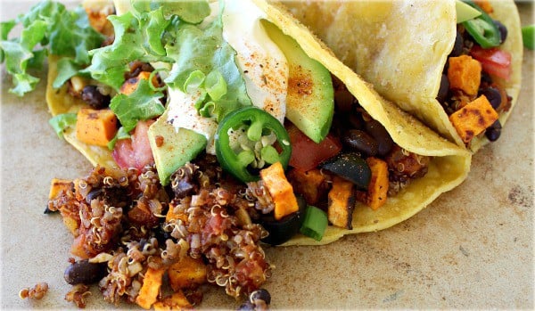 side view of Black Bean and Quinoa Tacos