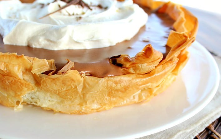  side view of Mousse Pie with whipped cream
