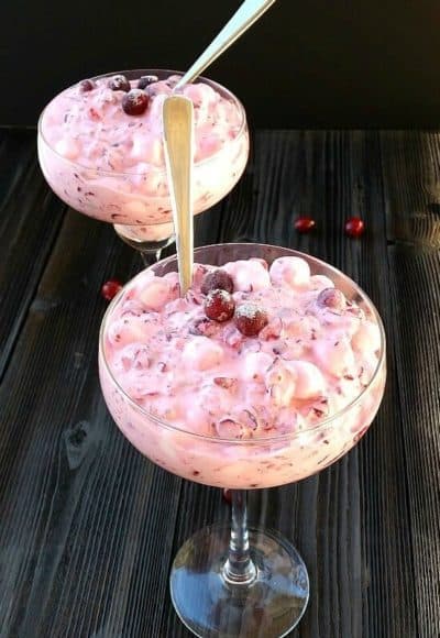 cranberry salad in glasses