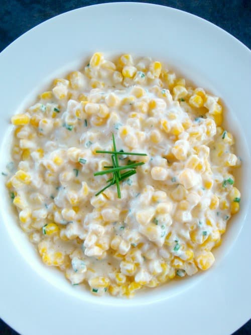 Cream Corn in a white plate