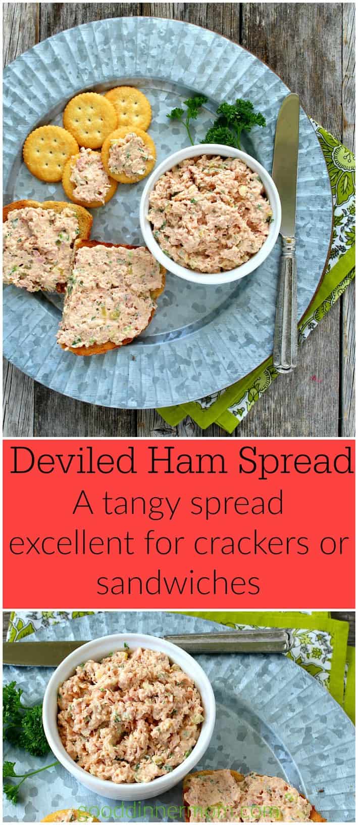 A fresh take on deviled ham. Better than anything out of a can and ready in just ten minutes.