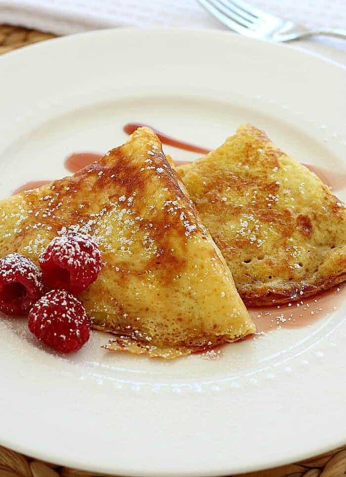 Authentic German Pancakes are light and egg-y with delicate crispy edges. The recipe came from a German family friend many years ago.