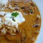 hungarian mushroom soup with rice and sour cream