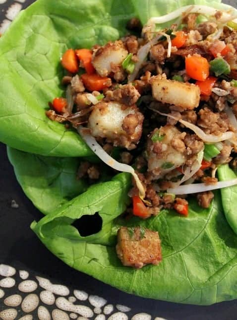 Asian lettuce wraps with delicious vegan option.