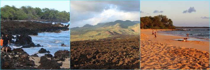 Picture collage of Makena lava fields