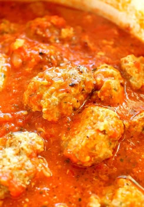 Ultimate Meatballs with Tomato Sauce in a pan