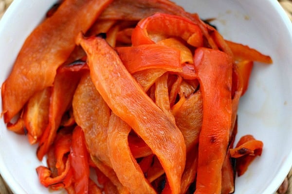 Sliced roasted red peppers