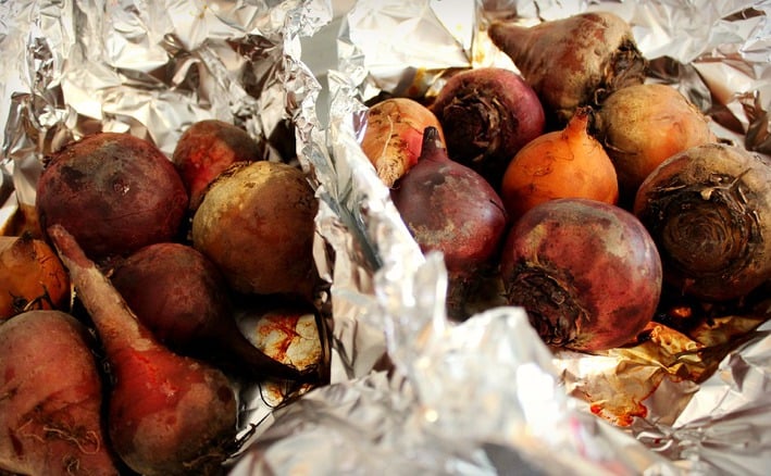 Roasted Beets in tin foil