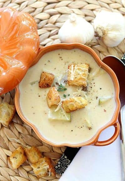 Roasted Garlic Soup with Parmesan Cheese 1