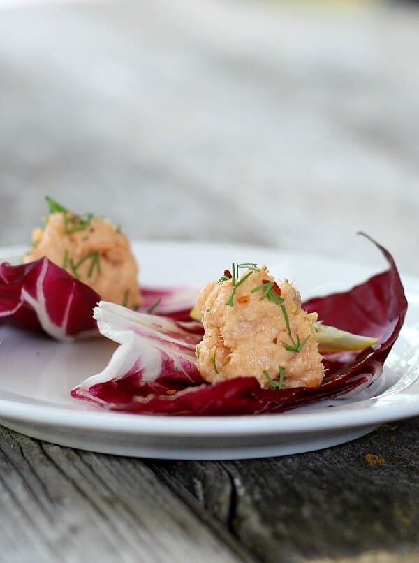 Salmon Pate' served on crackers, artichoke leaves or lettuce