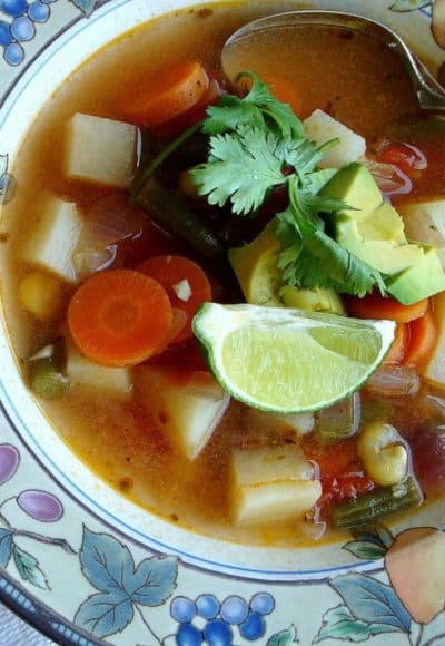 Mexican Vegetable Soup recipe with Lime and Avocado