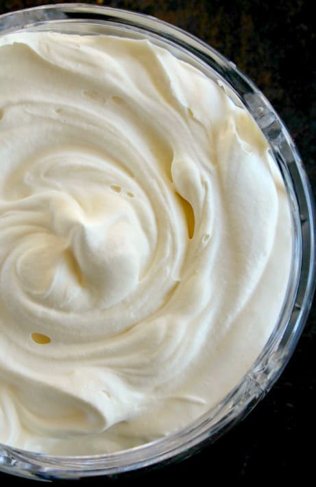 Perfect Whipped Cream in a glass bowl