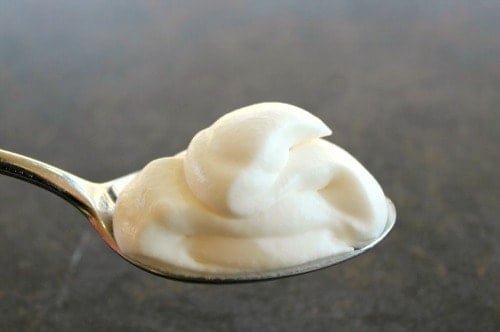 Perfect Whipped Cream on a spoon