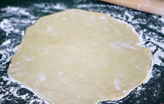 Crust for galette after rolling out on floured surface