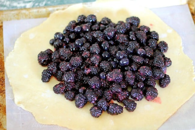 Rolled crust with berries before folding