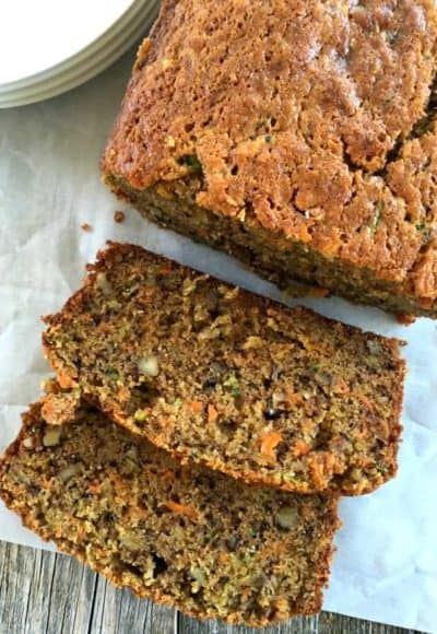 Zucchini Carrot Banana Bread is the best quickbread you'll ever make, truly. Incredibly moist and flavorful. The carrots and zucchini are fabulous together.