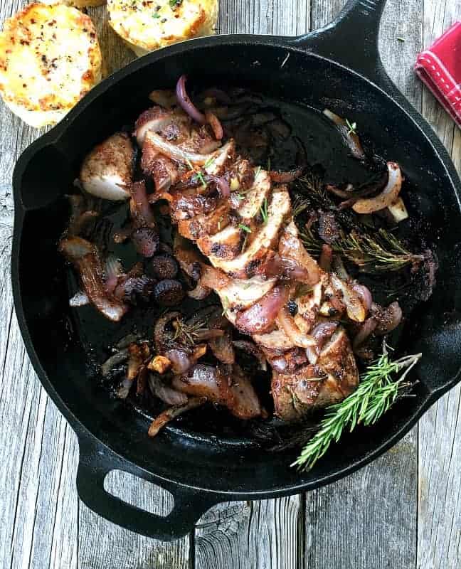 Pork Tenderloin with Figs, Red Onions and Rosemary is an unusual, simple recipe that works for weeknight dinners or fancy dinner parties in under an hour.