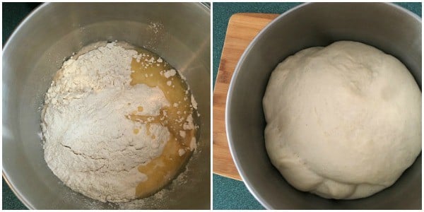 pretzel ingredients before mixing and after rising