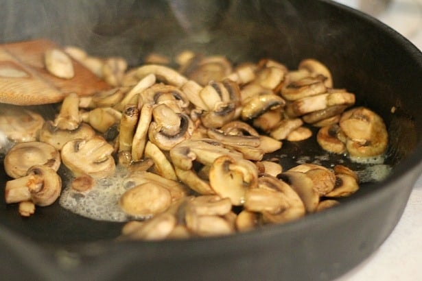 mushroom cooking in a skillet 