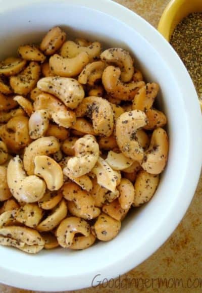 cashews with seat salt and black pepper