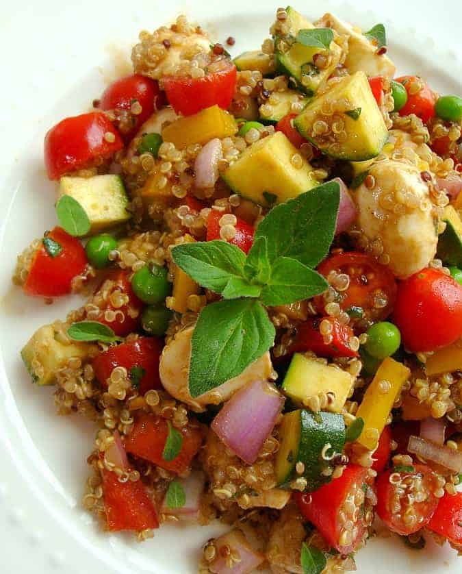 Vegetable and Quinoa Salad served on a white plate